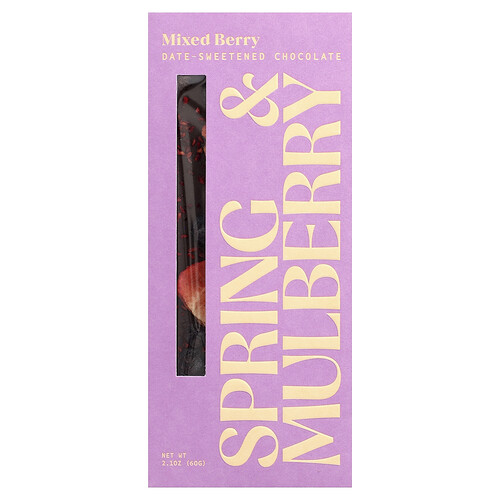 Spring & Mulberry, Date-Sweetened Chocolate, mit Dattel gesüßte Schokolade, gemischte Beeren, 60 g (2,1 oz.)