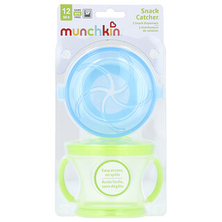 Munchkin, Snack Catcher™, dozowniki na przekąski, 12 miesięcy+, jasnozielone, jasnoniebieskie, dwupak
