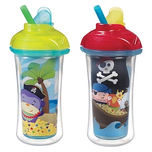 Munchkin, Click Lock, Decorated Insulated Straw Cup - 2pk, 9 oz, Color May Vary
