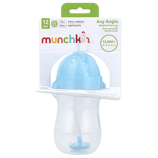 Munchkin, Any Angle™, Vaso con popote con peso, 12 meses en adelante, Azul claro, 296 ml (10 oz)