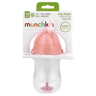 Munchkin, Any Angle™, obciążenie słomkowe, powyżej 12 miesięcy, różowa, 1 szklanka, 296 ml