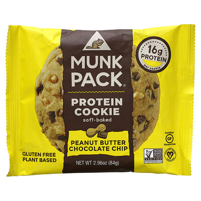 Munk Pack Протеиновое печенье с арахисовой пастой и шоколадной крошкой, 84 г (2,96 унции)