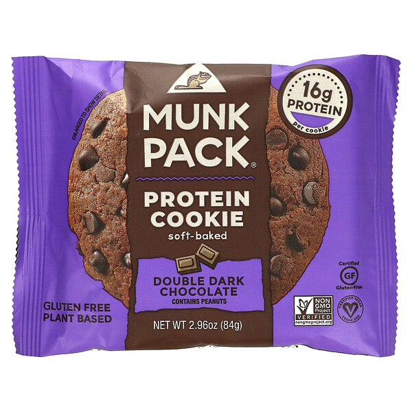 Munk Pack‏, Protein Cookie, Soft Baked, Double Dark Chocolate, 2.96 oz (84 g)