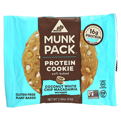 Munk Pack Protein Cookie, кокос и белая крошка макадамии, 84 г (2,96 унции)