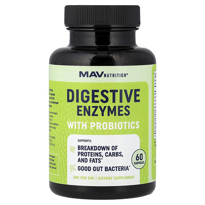 Product Image for MAV Nutrition, Digestive Enzymes with Probiotics, 60 Capsules