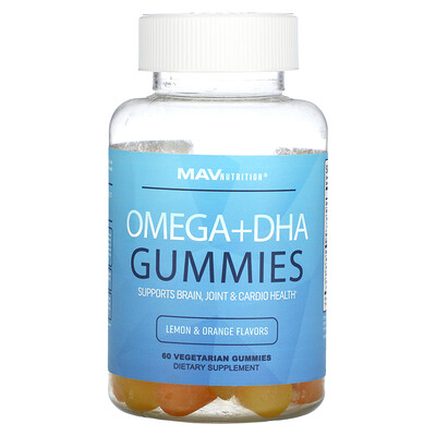 

MAV Nutrition Omega + DHA Gummies Lemon & Orange 60 Vegetarian Gummies