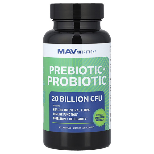 MAV Nutrition, Prebiotic + Probiotic, 60 Capsules