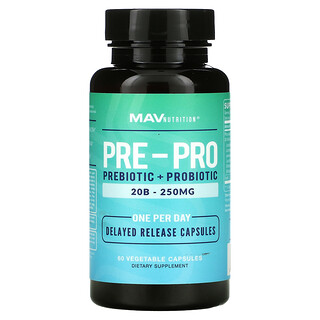 MAV Nutrition, Pre-Pro, Prebiotic + Probiotic, 60 Vegetable Capsules