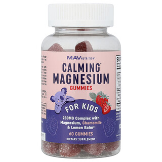 MAV Nutrition, Calming Magnesium Gummies, For Kids, Yummy Strawberry, 60 Gummies