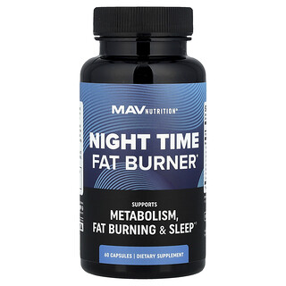 MAV Nutrition, Suplemento para quemar grasas por la noche, 60 cápsulas