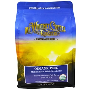 Купить Mt. Whitney Coffee Roasters, Органический перуанский кофе в зернах средней обжарки, 12 унций (340 г)  на IHerb
