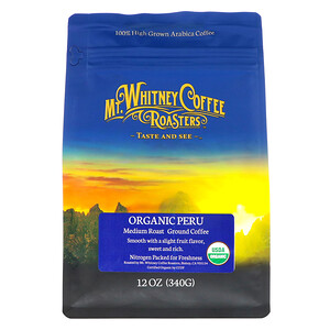 Отзывы о Мт Уитни Коффее Роастерс, Organic Peru, Medium Roast, Ground Coffee, 12 oz (340 g)