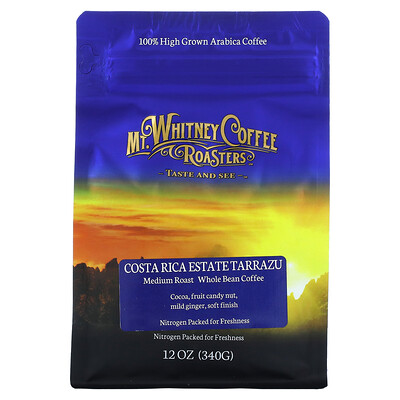 Mt. Whitney Coffee Roasters Costa Rica Estate Tarrazu, зерновой кофе, средняя обжарка, 340г (12унций)