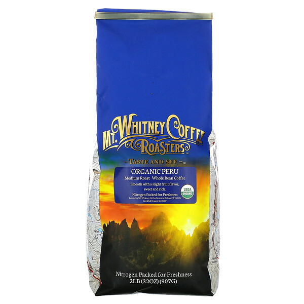 Mt. Whitney Coffee Roasters, органический кофе из Перу, средней обжарки, зерновой, 907 г (32 унций)