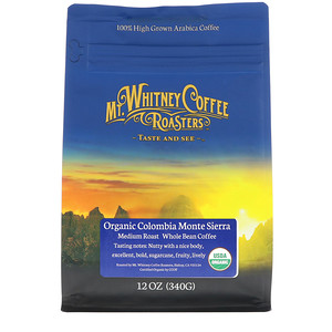 Отзывы о Мт Уитни Коффее Роастерс, Organic Colombia Monte Sierra, Medium Roast, Whole Bean Coffee, 12 oz (340 g)