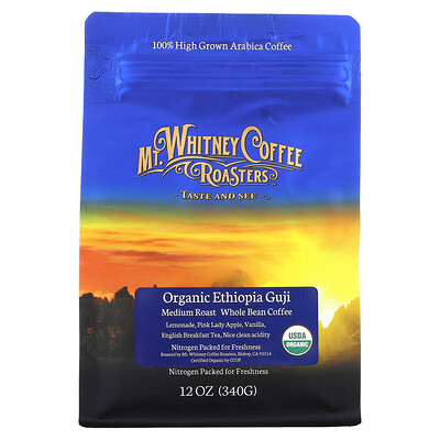 Mt. Whitney Coffee Roasters Organic Ethiopia Guji, кофе в зернах, средней обжарки, 340 г (12 унций)