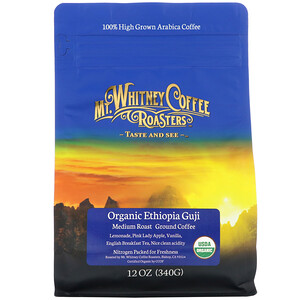 Отзывы о Мт Уитни Коффее Роастерс, Organic Ethiopia Guji, Medium Roast, Ground Coffee, 12 oz (340 g)