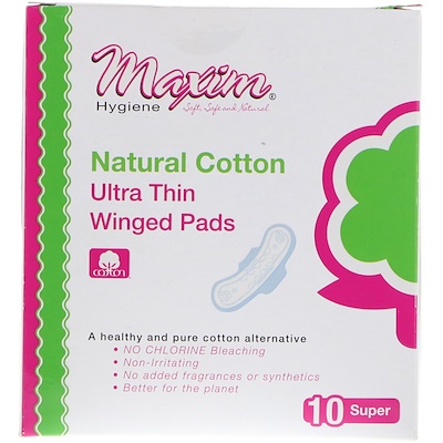 Maxim Hygiene Products Ultra Thin Winged Pads, Super, Unscented, 10 Pads