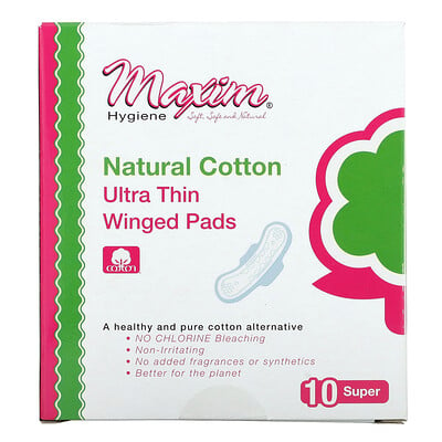 Maxim Hygiene Products Ultra Thin Winged Pads, супер, без запаха, 10 подушечек