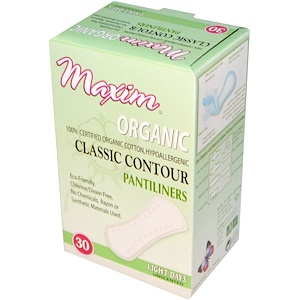 Купить Maxim Hygiene Products, Органическая классическая контурная прокладка, светлые дни, без запаха, 30 прокладок  на IHerb