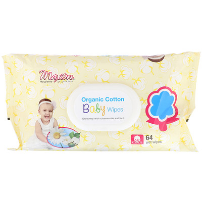 Maxim Hygiene Products Влажные детские салфетки, из органического хлопка, 64 шт.