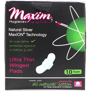 Отзывы о Максим Хайджин Продактс, Ultra Thin Winged Pads, Natural Silver MaxION Technology, Super, 10 Pads