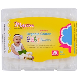 Купить Maxim Hygiene Products, Organic Cotton Baby Swabs, 50 Swabs  на IHerb