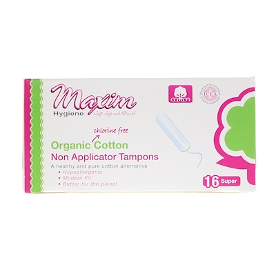 Maxim Hygiene Products 有機棉,不含塞入器衛生棉條,超大,16條棉塞