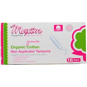 Maxim Hygiene Products, Органический хлопок, тампоны без аппликатора, супер, 16 тампонов