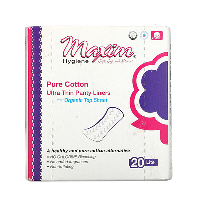Купить Maxim Hygiene Products Чистый хлопок, ультратонкие ежедневные прокладки, облегченные, 20 прокладок
