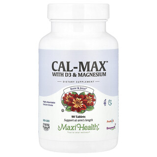 Maxi Health, D3＆マグネシウム配合Cal-Max™（カル-マックス）、タブレット90粒