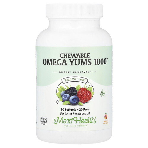 Maxi Health Chewable Omega Yums 1000™, Natural Fruit, 110 Softgels