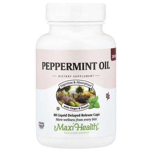 Maxi Health Peppermint Oil, 60 Liquid Delayed Release Caps
