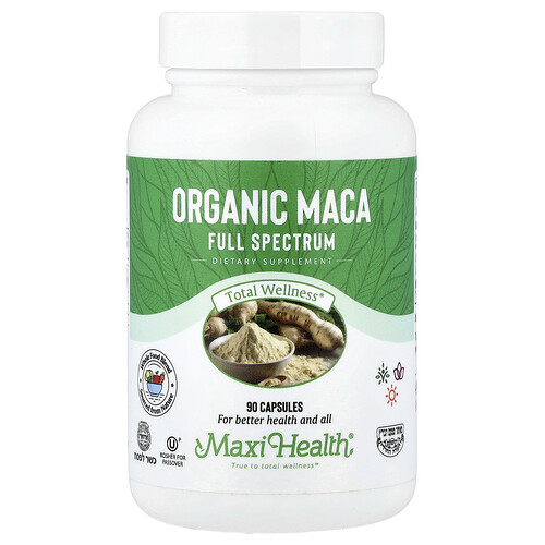Maxi Health Organic Maca, Full Spectrum, 90 Capsules (600 mg per Capsule)