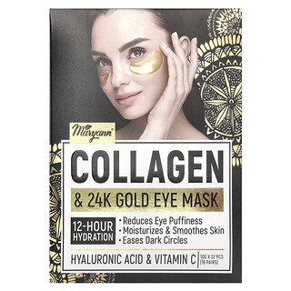 MaryAnn Organics, Collageen & 24K Gouden Oogmasker, 16 paar