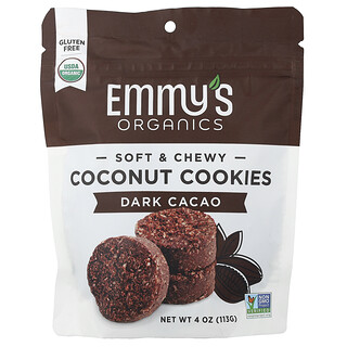 Emmy's Organic Cookies, Меки и дъвчащи кокосови бисквитки, тъмно какао, 113 g (4 oz)