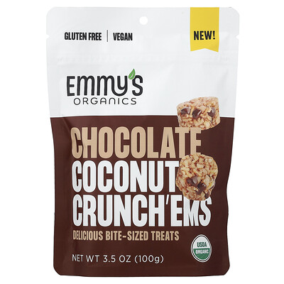Emmy's Organic Cookies, Galletas crujientes de chocolate y coco, 100 g (3,5 oz)