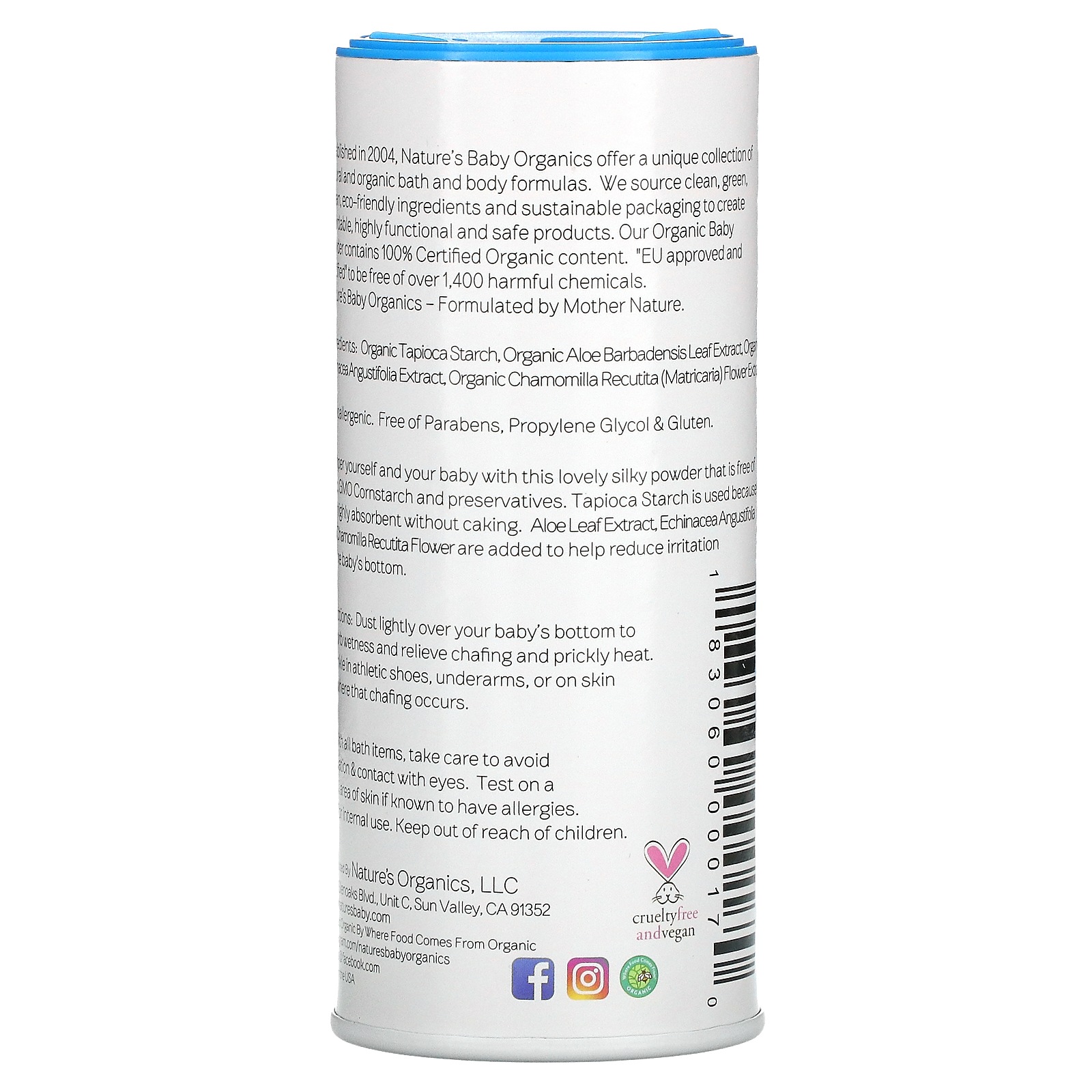 Nature's Baby Organics, Silky Dusting Powder, Fragrance Free, 4 oz (113