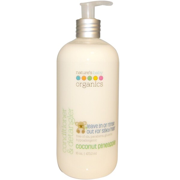 Nature's Baby Organics, コンディショナー& ディタングラー、 ココナツパイナップル、 16オンス (473.2 ml)
