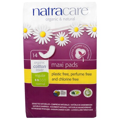 Natracare Макси-прокладки, стандартные/нормальные, 14 стандартных прокладок