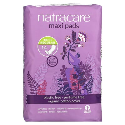 Купить Natracare Maxi, прокладки с поверхностью из органического хлопка, обычные, 14 шт.