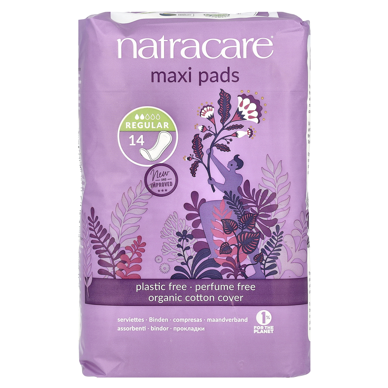 Maxi almohadillas, funda de algodón orgánico, regular, 14 almohadillas - Imagen 1 de 2