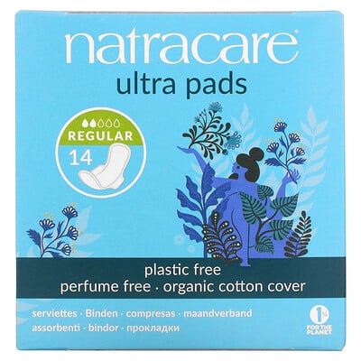 Natracare Ultra, прокладки с поверхностью из органического хлопка, Regular, 14 шт.