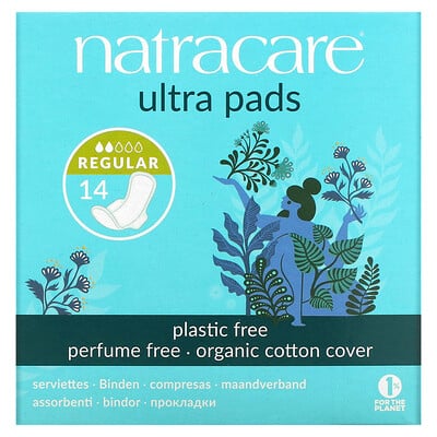 Natracare Ultra, прокладки с поверхностью из органического хлопка, Regular, 14шт.