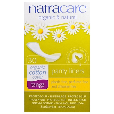 Natracare Ежедневные прокладки с покрытием из органического хлопка, танга, 30 прокладок