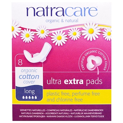Купить Natracare Органические и натуральные прокладки Ultra Extra, длинные, 8 прокладок
