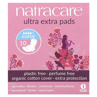 Natracare, Ultra Extra Pads, Organic Cotton Cover, Super, 10 Pads
