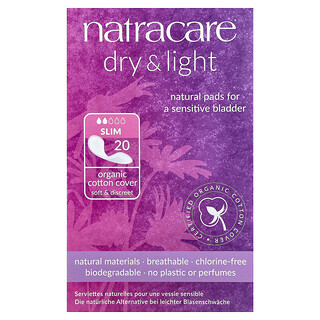 Natracare, Dry & Light, Organic Cotton Cover, Slim, 20 Pads