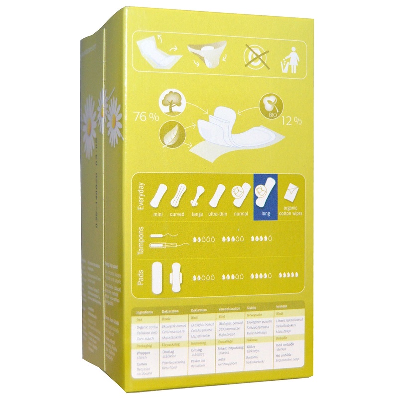 Natracare, Organic & Natural Panty Liners, Long, 16 Liners iHerb