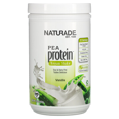 Naturade Vegan Shake, гороховый протеин, ваниль, 432 г (15,2 унции)